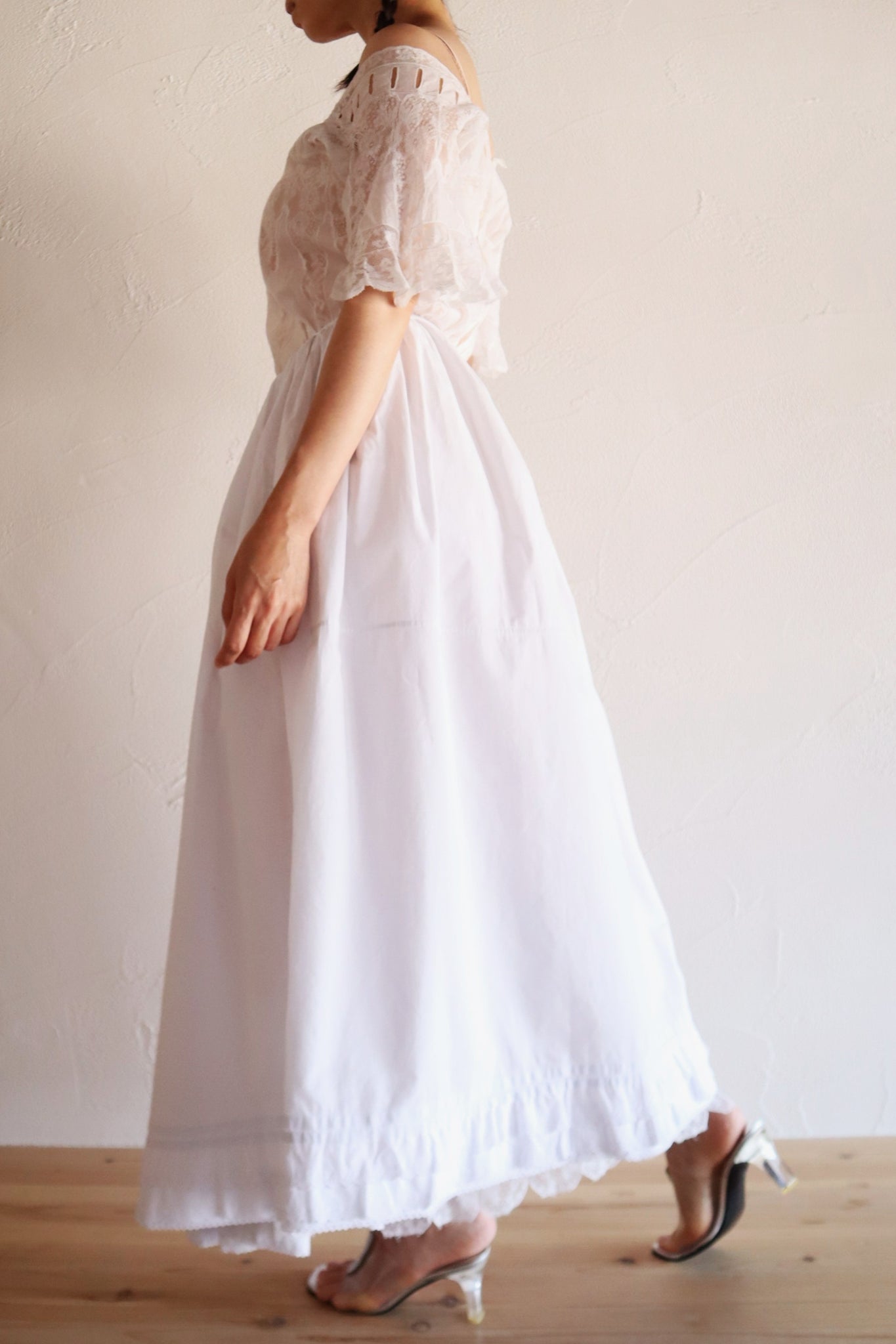 1850s French Hand-Sewn White Cotton Skirt