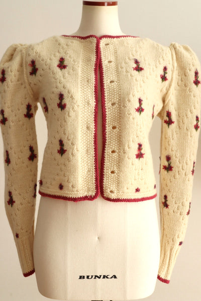 70s Pink Floral Austrian Cardigan