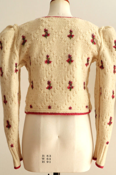 70s Pink Floral Austrian Cardigan