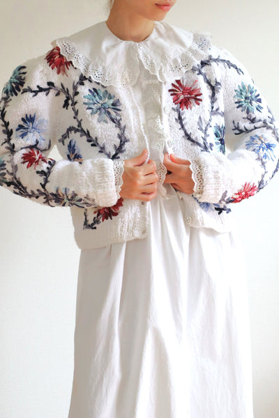 80s Wolkenstricker White Cotton Cardigan