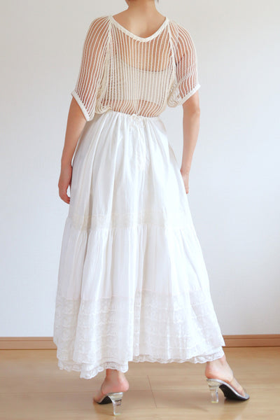 1910s Round Grain Embroidery Floral Lace Skirt