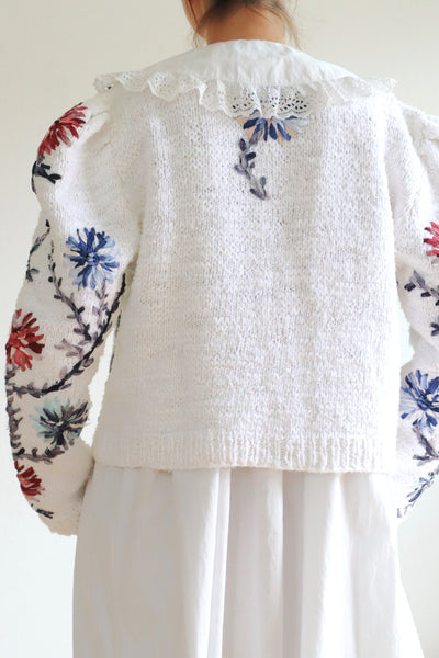 80s Wolkenstricker White Cotton Cardigan