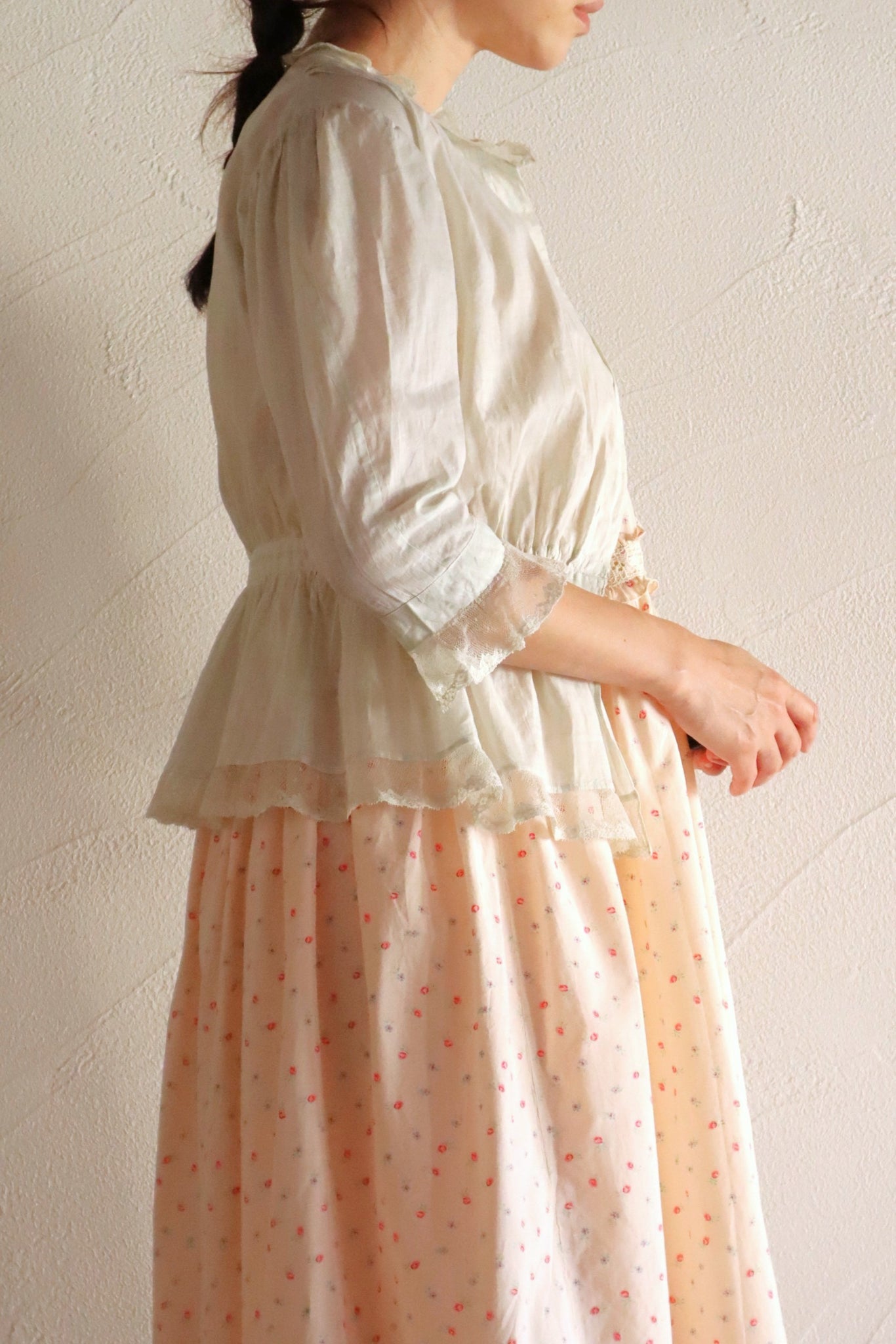 1910s Cotton Striped Lace Blouse