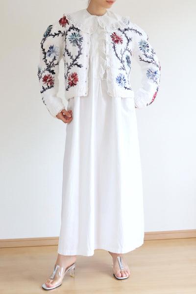 80s Wolkenstricker White Cotton Cardigan