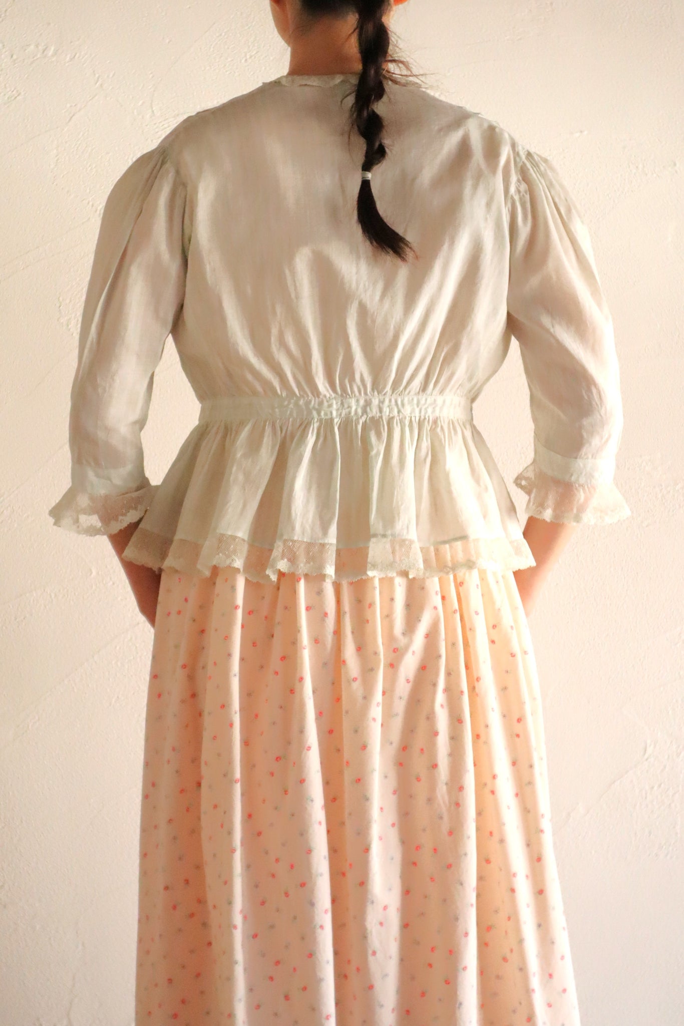 1910s Cotton Striped Lace Blouse