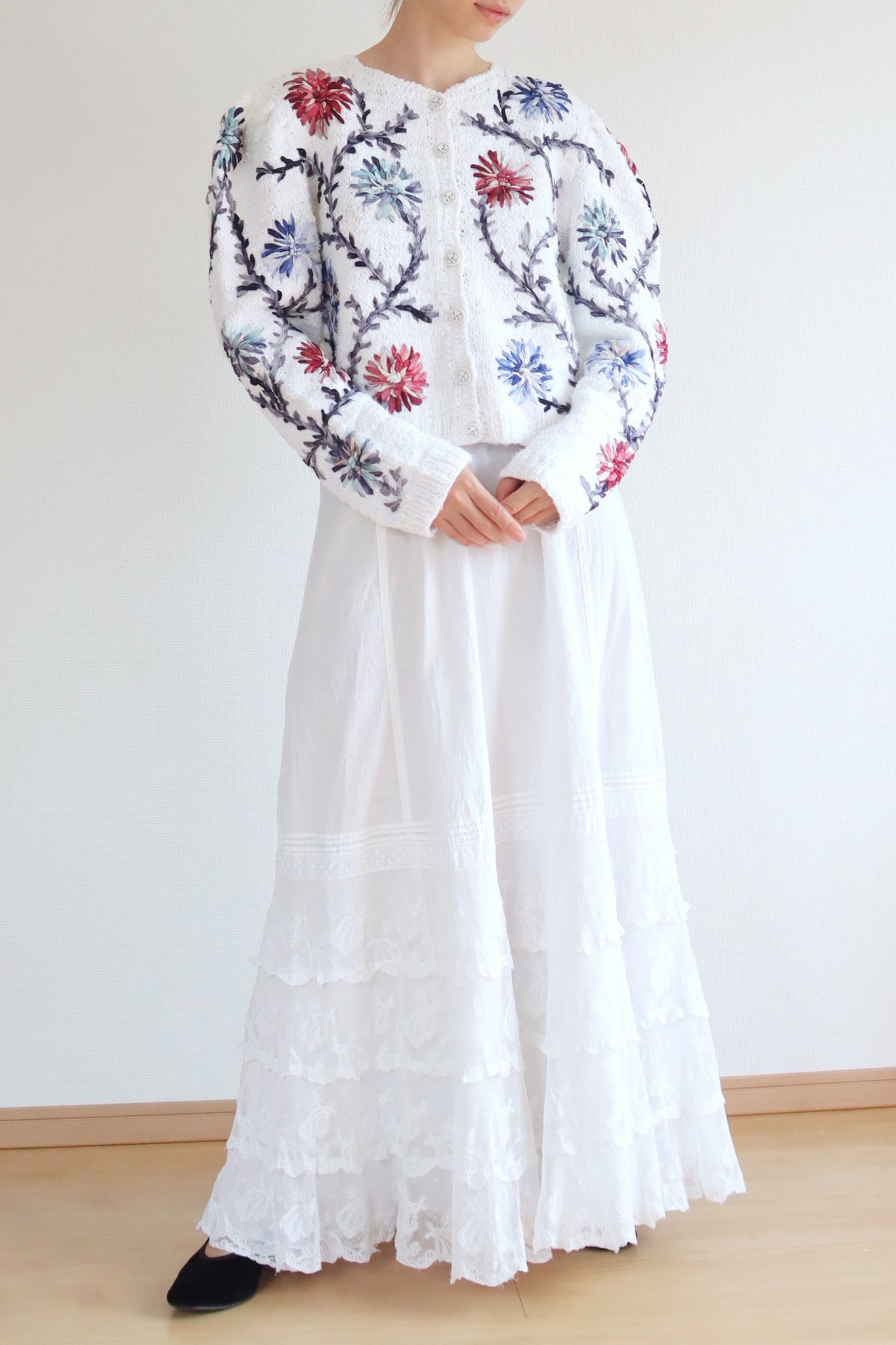 80s Wolkenstricker White Cotton Cardigan – makky