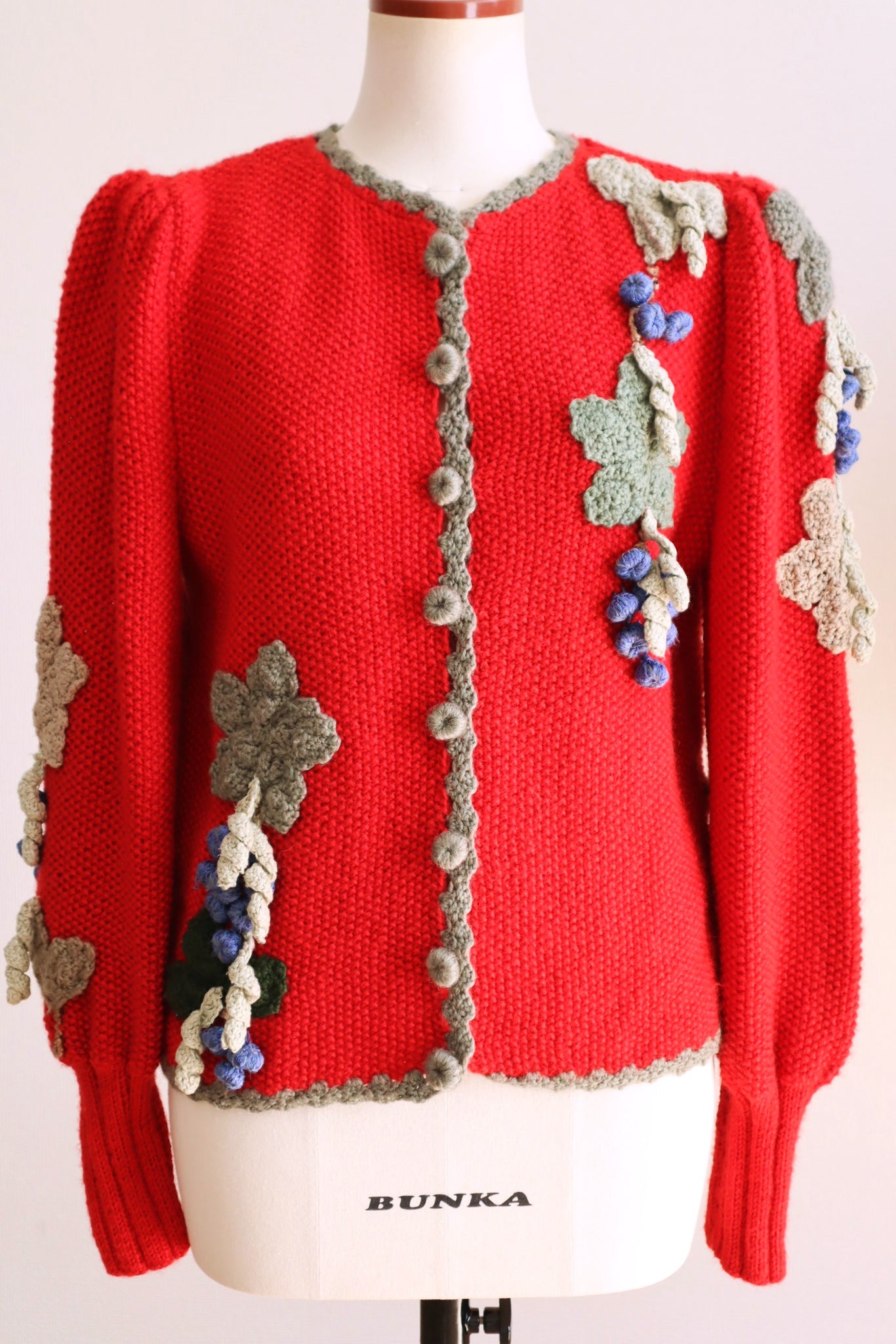 80s Grape Embroidery Cardigan