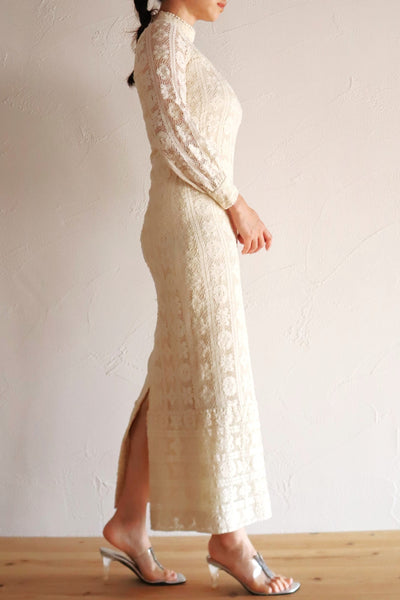 1970s Union Made Allover Lace Dress