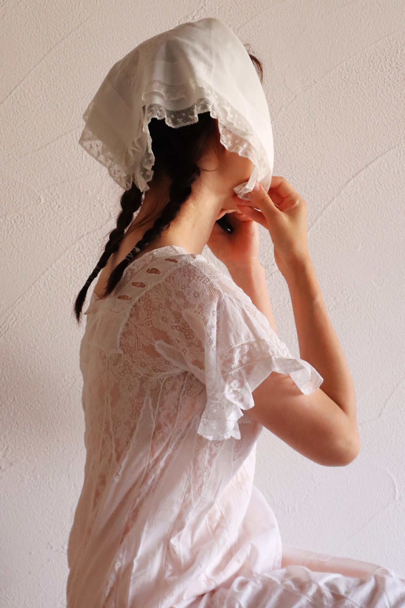 1890s French Monogram & Lace Handkerchief