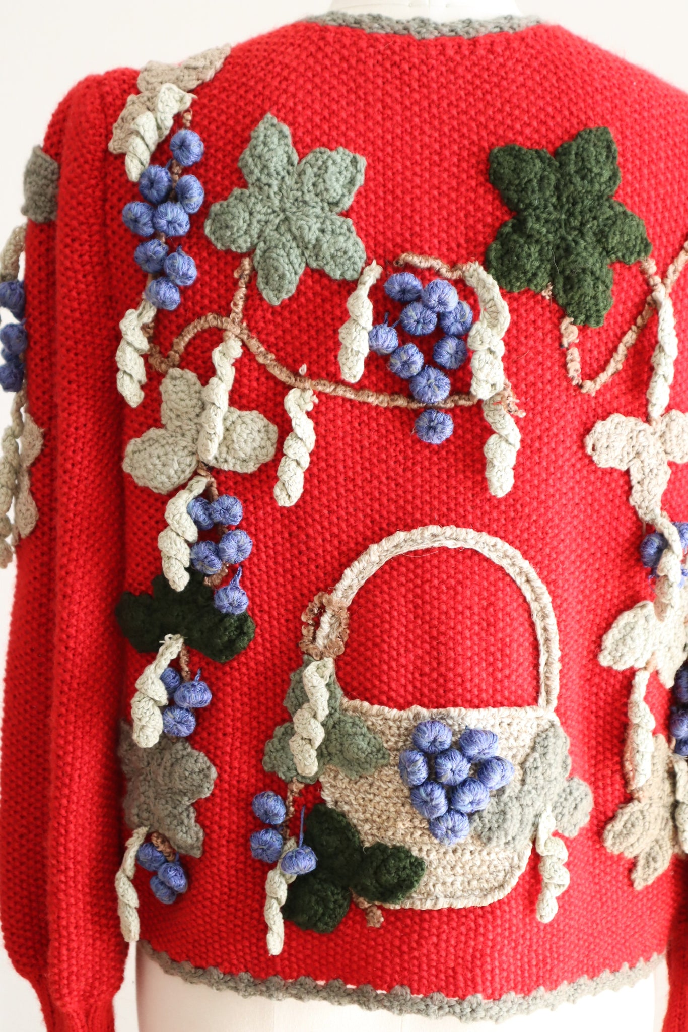 80s Grape Embroidery Cardigan