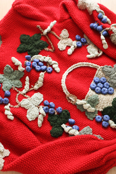 80s Grape Embroidery Cardigan