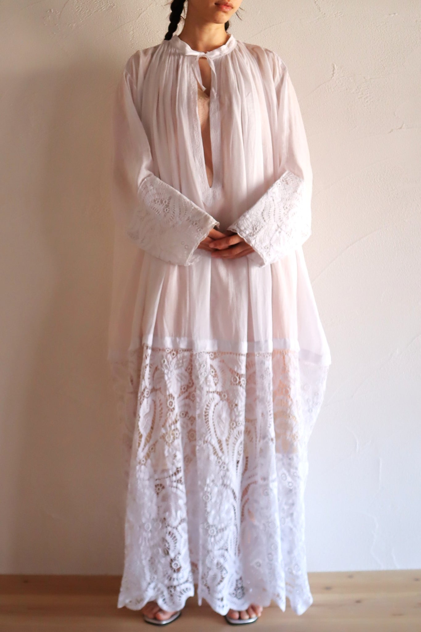 1900s French Handworked Batten Lace Church Surplice