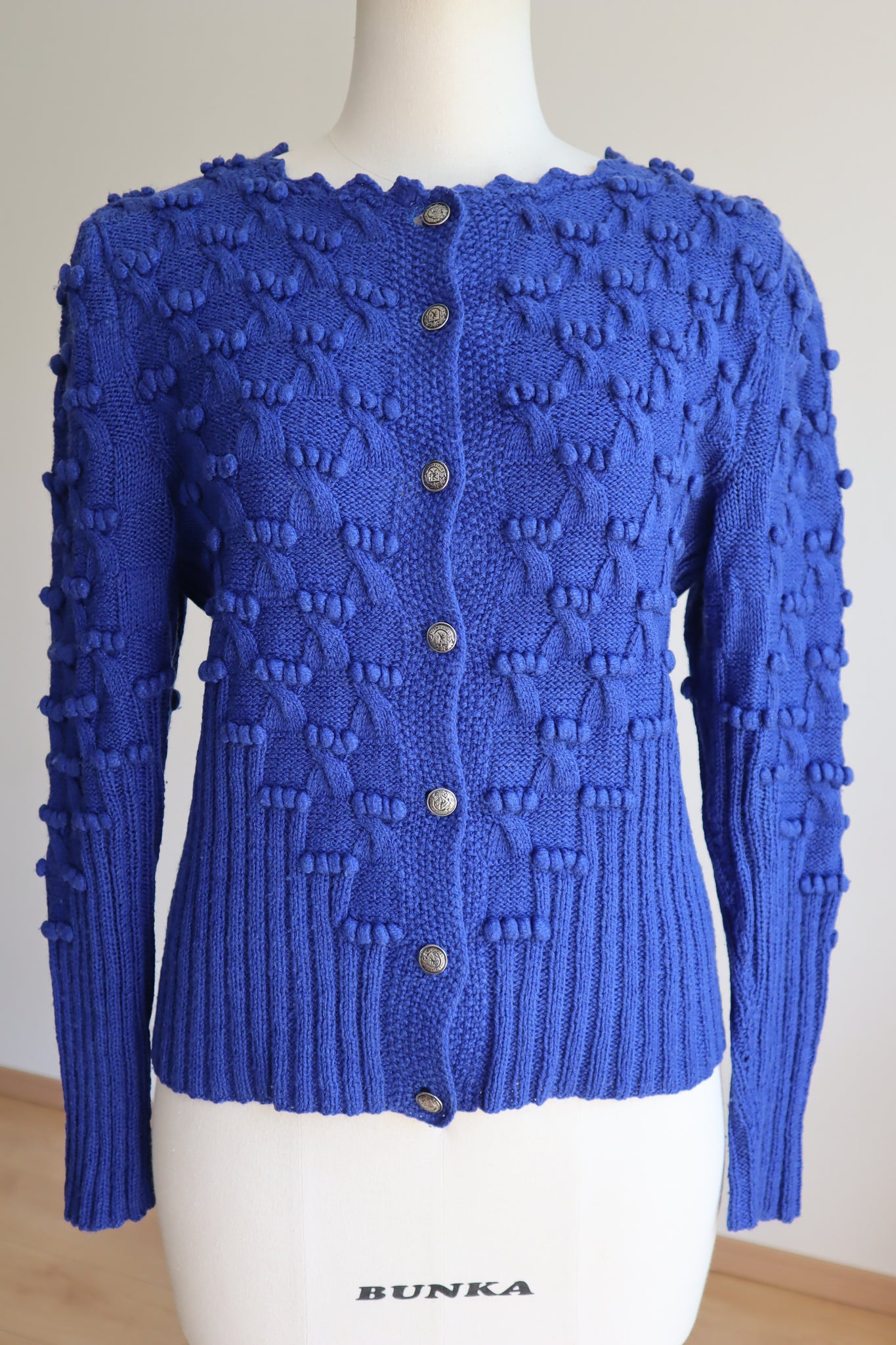 80s Hand Knit Blue Austrian Cardigan