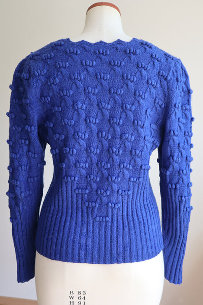 80s Hand Knit Blue Austrian Cardigan