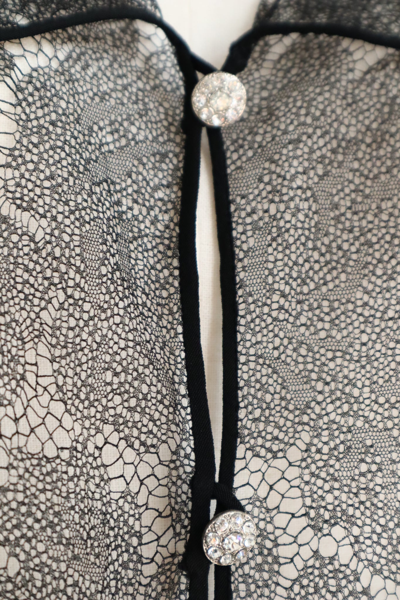 1940s Black Mesh Lace Blouse