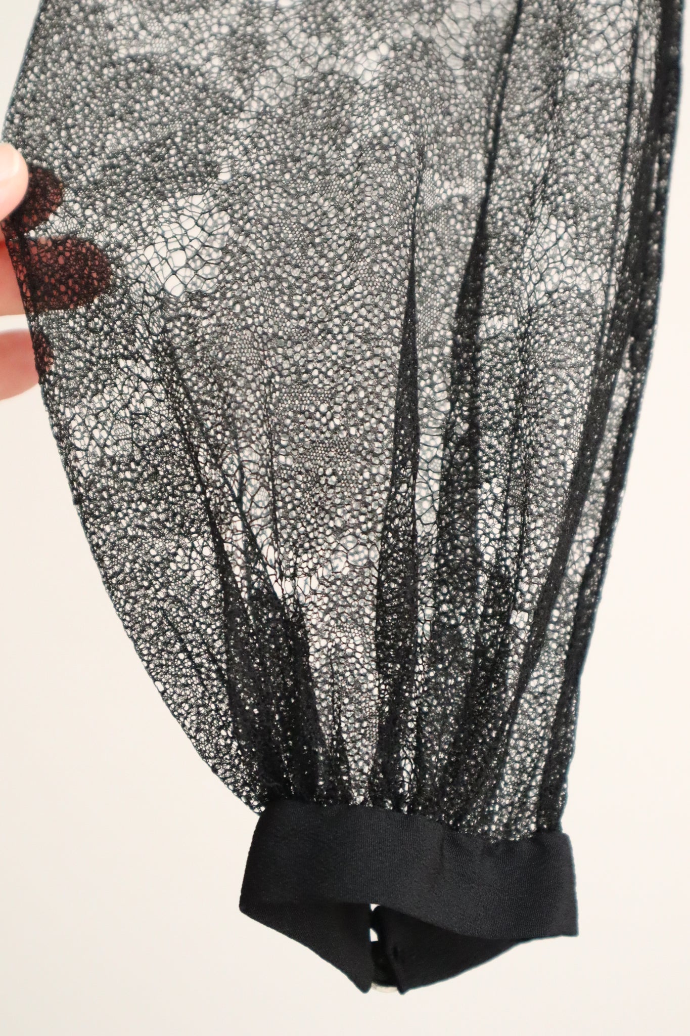 1940s Black Mesh Lace Blouse