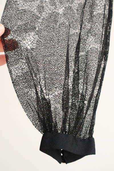 1940s Black Mesh Lace Blouse