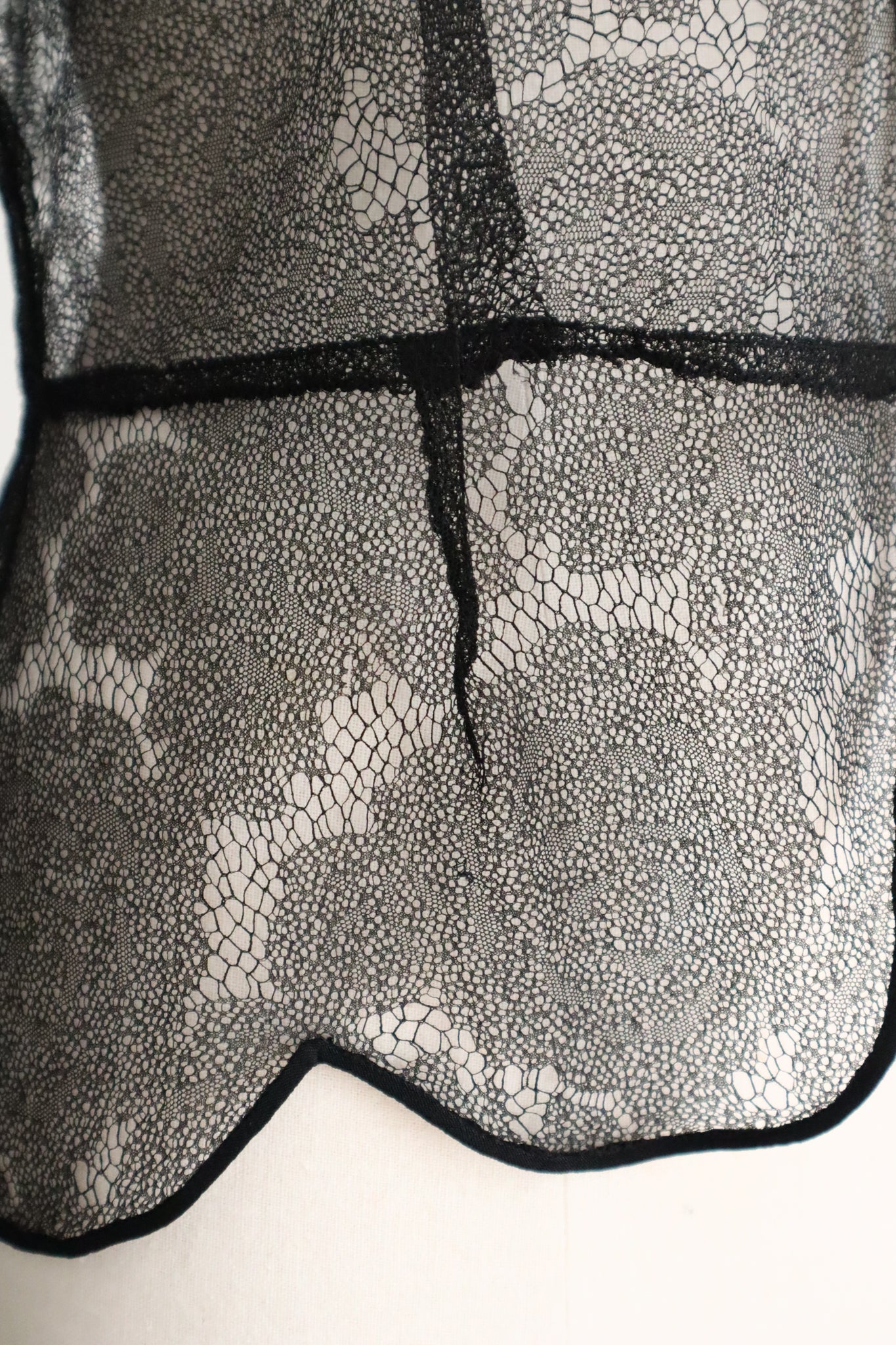 1940s Black Mesh Lace Blouse