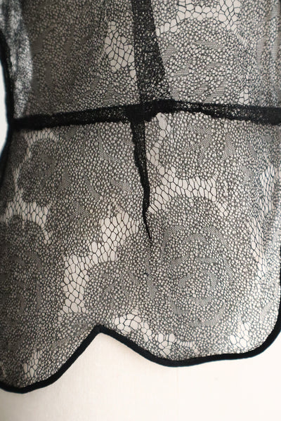 1940s Black Mesh Lace Blouse