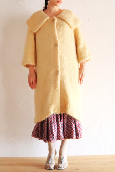 1960s Cream Mohair Coat with Cape Collar