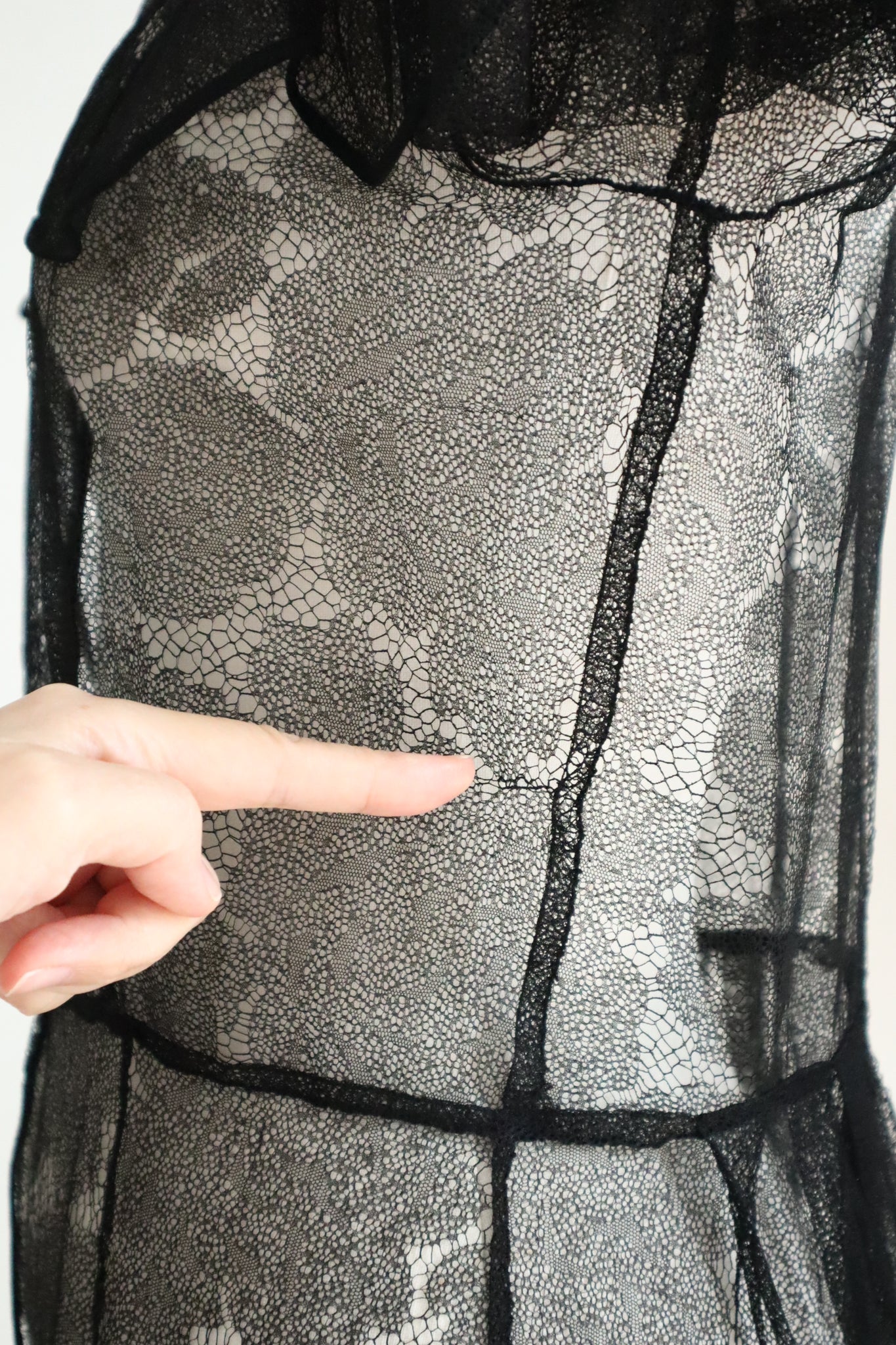 1940s Black Mesh Lace Blouse