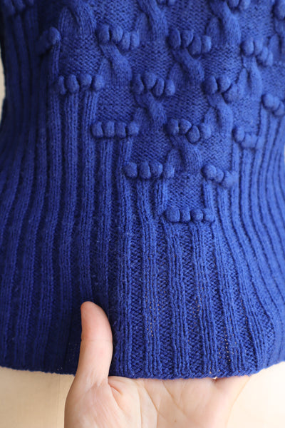 80s Hand Knit Blue Austrian Cardigan