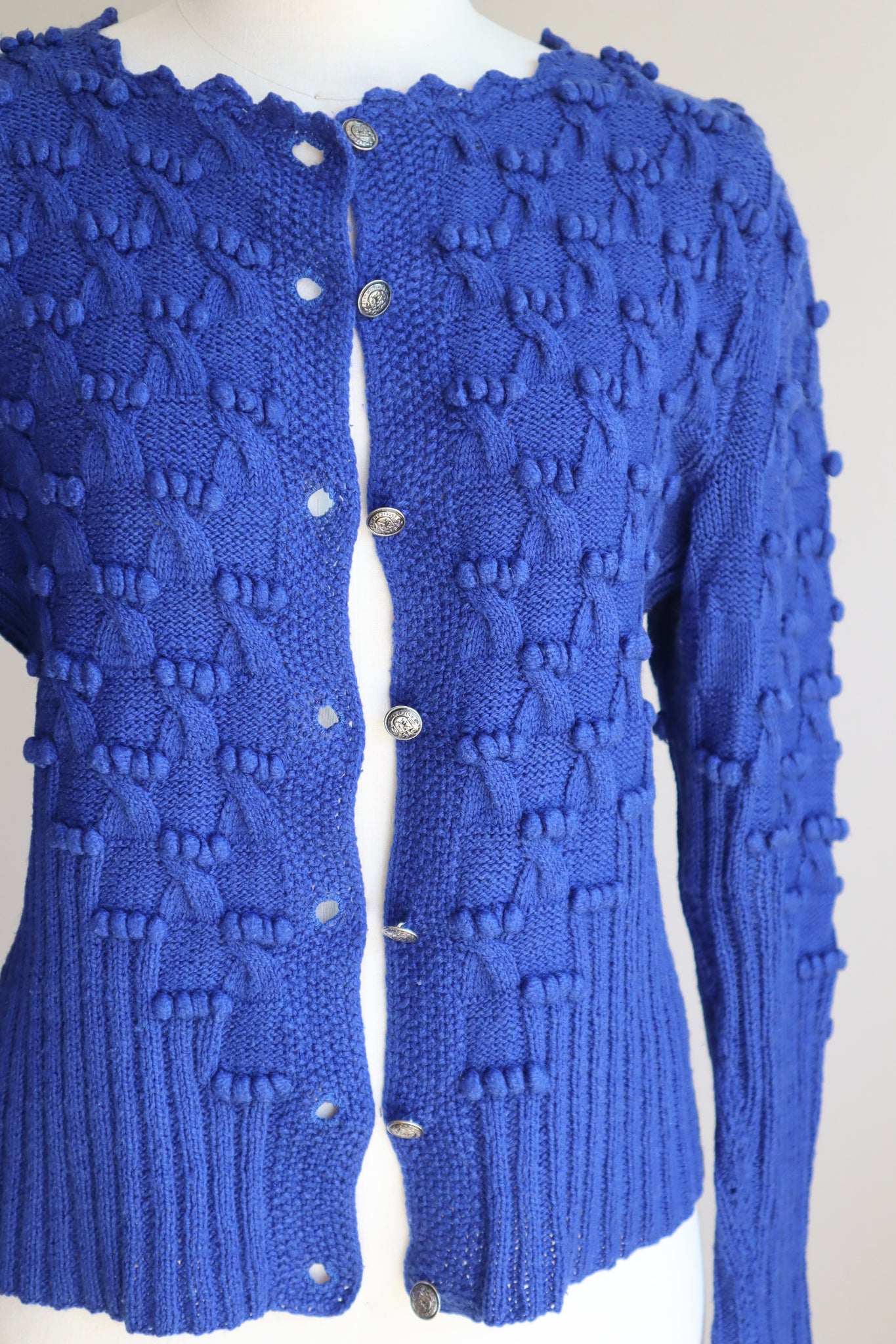 80s Hand Knit Blue Austrian Cardigan