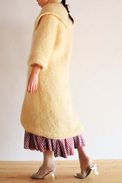 1960s Cream Mohair Coat with Cape Collar