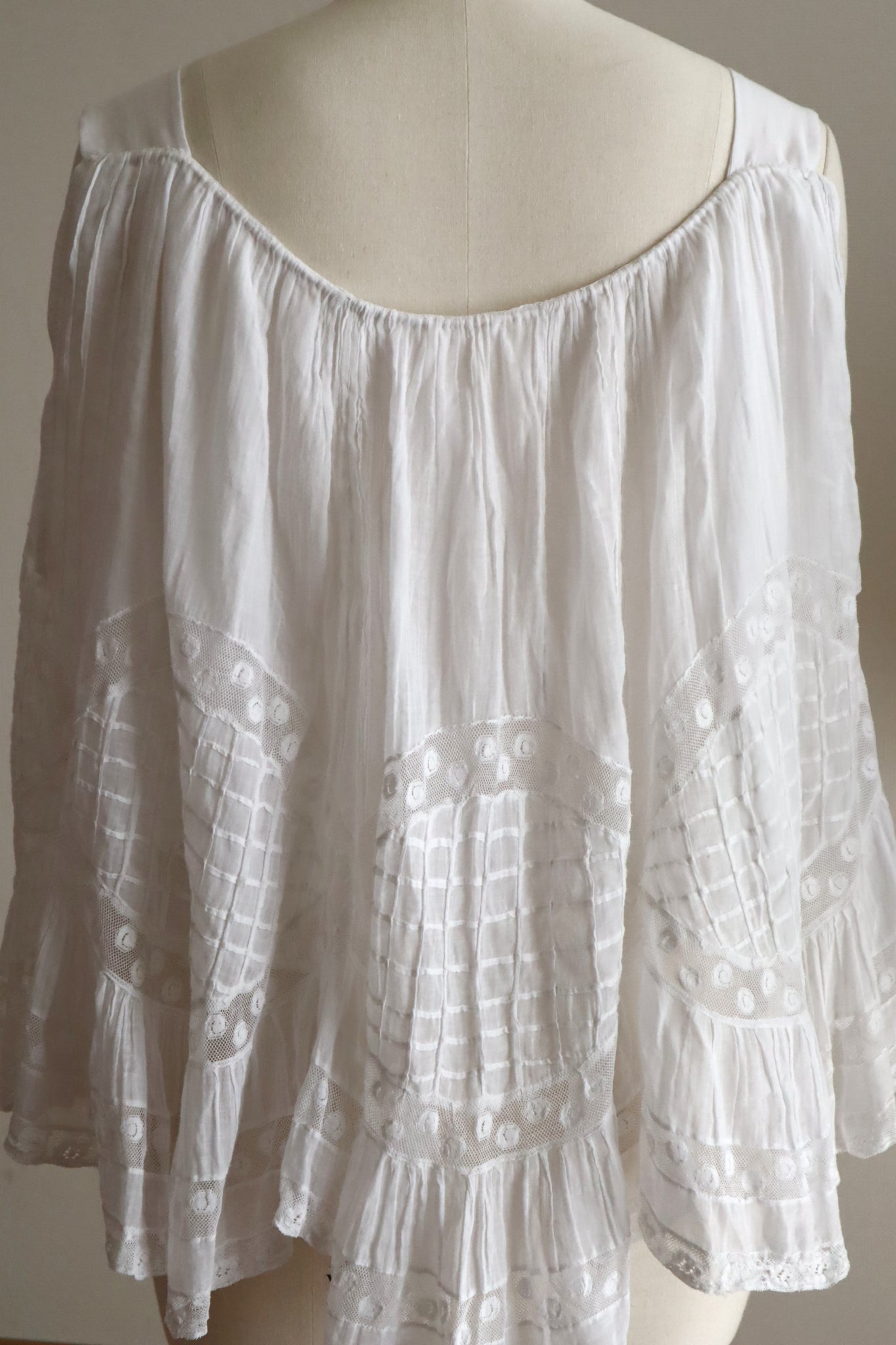 1910s French Antique Whitework Skirt Hem Reworked Top