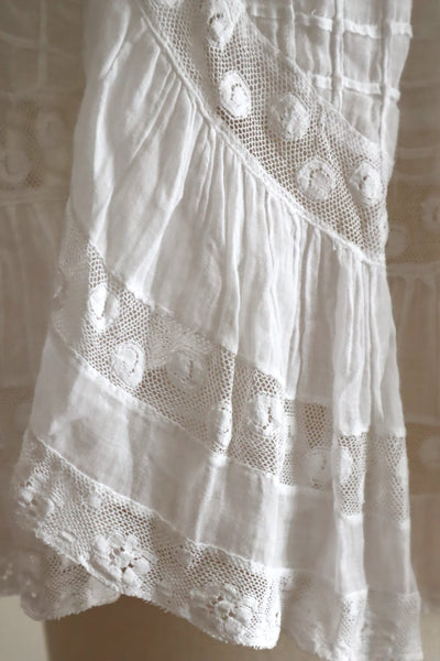 1910s French Antique Whitework Skirt Hem Reworked Top