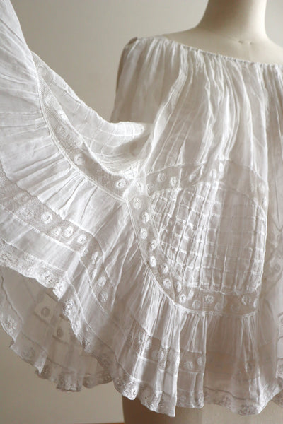 1910s French Antique Whitework Skirt Hem Reworked Top