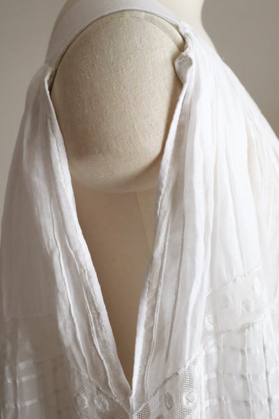 1910s French Antique Whitework Skirt Hem Reworked Top