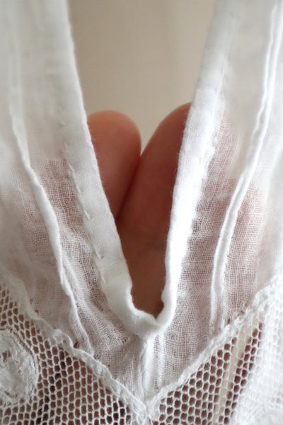 1910s French Antique Whitework Skirt Hem Reworked Top