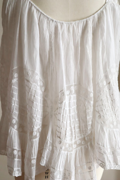 1910s French Antique Whitework Skirt Hem Reworked Top