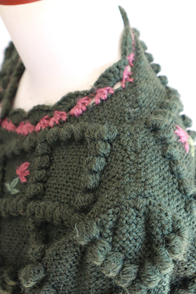 80s Hand Knit Green Austrian Cardigan
