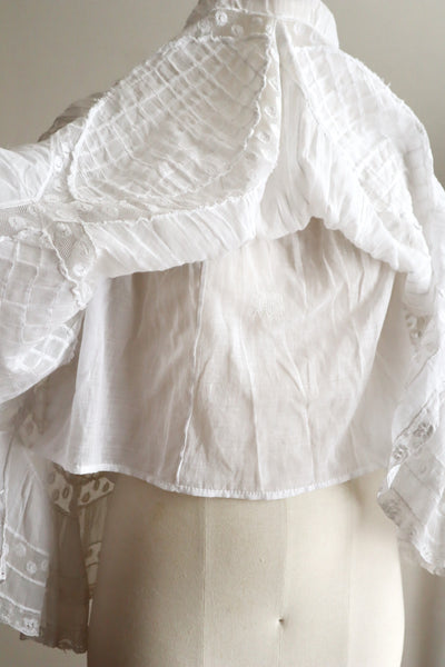 1910s French Antique Whitework Skirt Hem Reworked Top