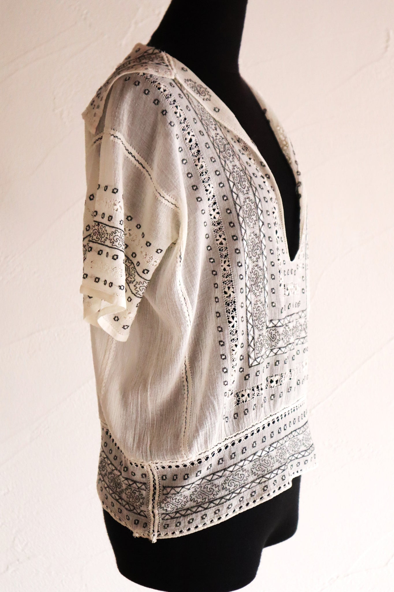 1930s Romanian Folk Embroidered Blouse