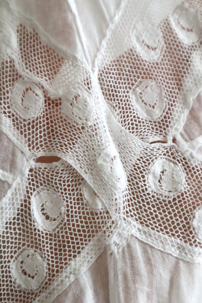 1910s French Antique Whitework Skirt Hem Reworked Top