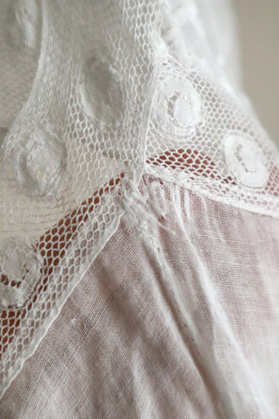 1910s French Antique Whitework Skirt Hem Reworked Top