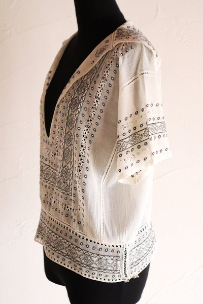 1930s Romanian Folk Embroidered Blouse