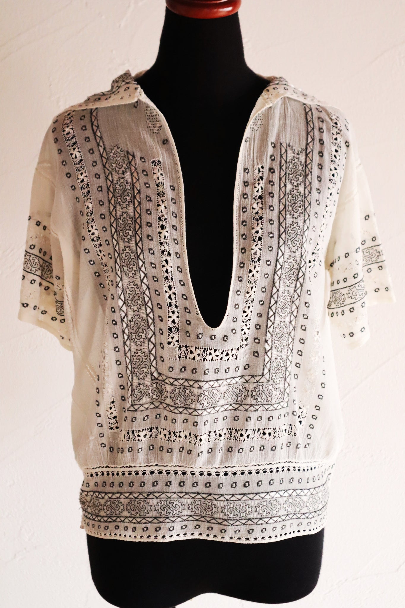 1930s Romanian Folk Embroidered Blouse