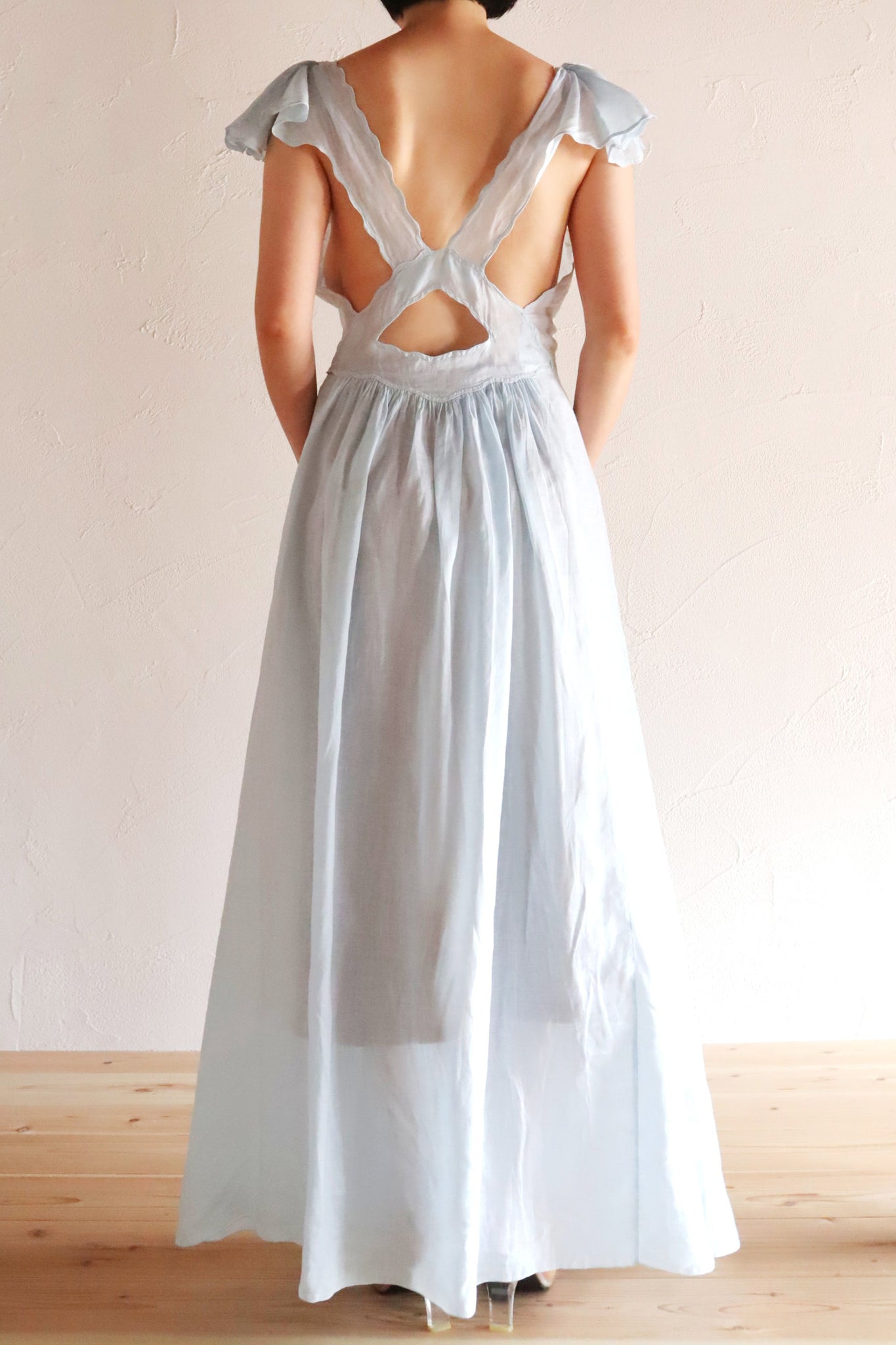 1940s Pale Blue Cotton Dress