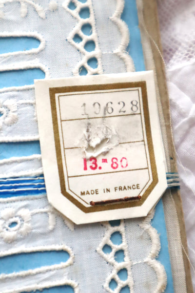 1920s–1930s French Deadstock Broderie Anglaise Lace Trim on Original Card
