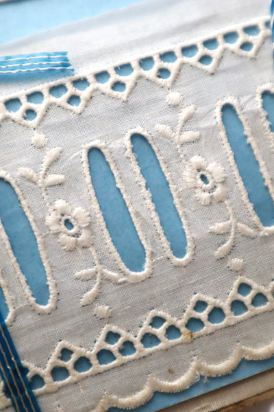 1920s–1930s French Deadstock Broderie Anglaise Lace Trim on Original Card