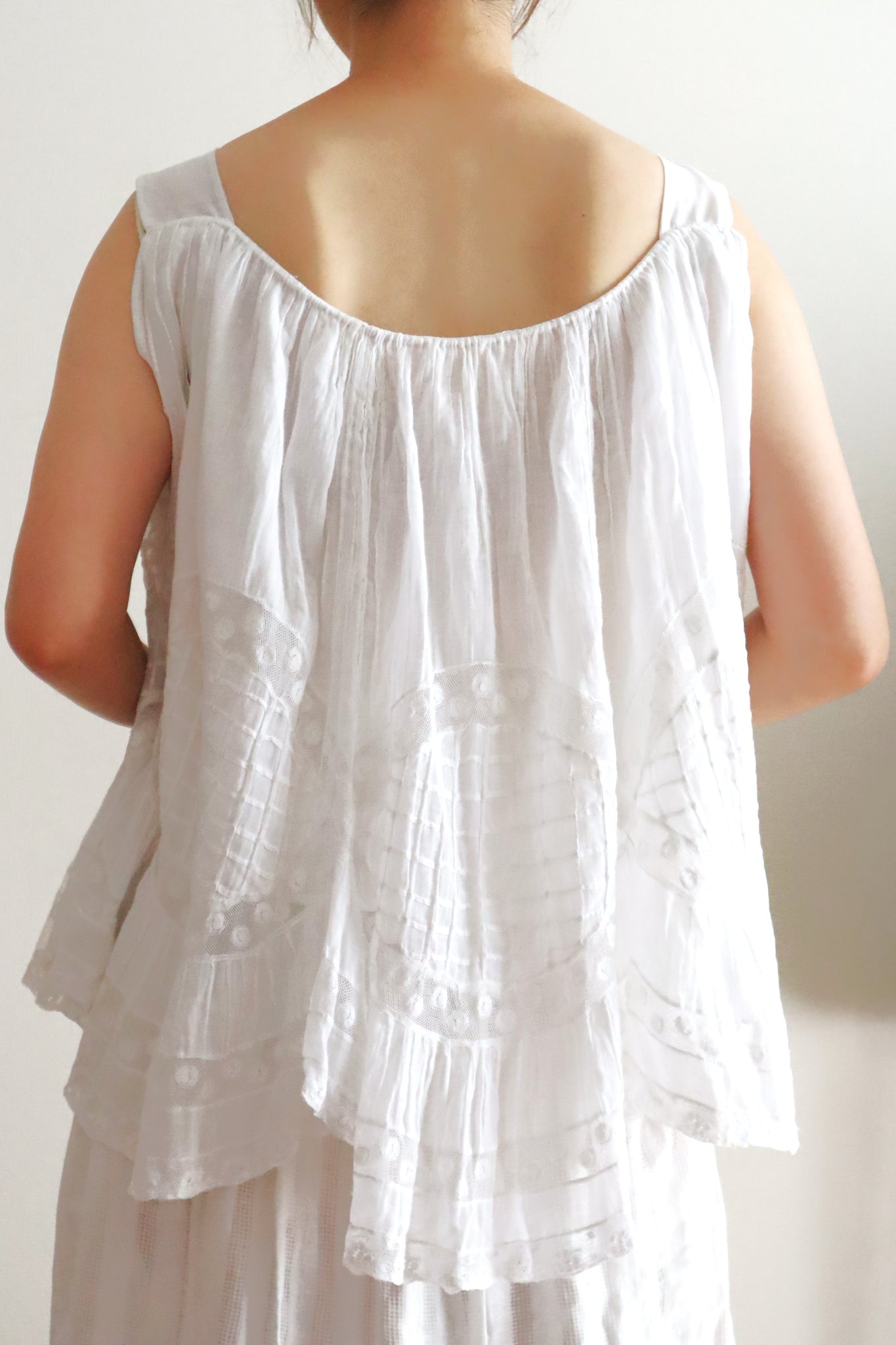 1910s French Antique Whitework Skirt Hem Reworked Top