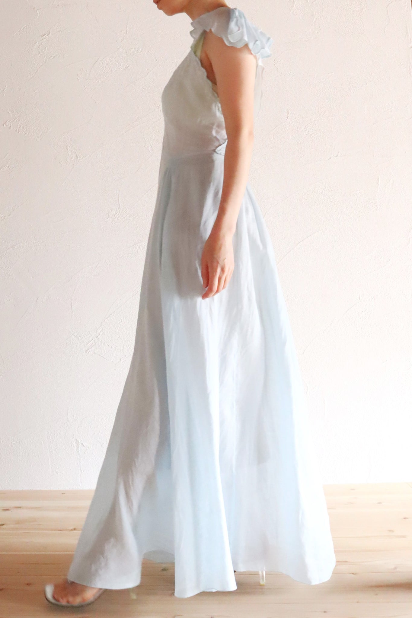 1940s Pale Blue Cotton Dress
