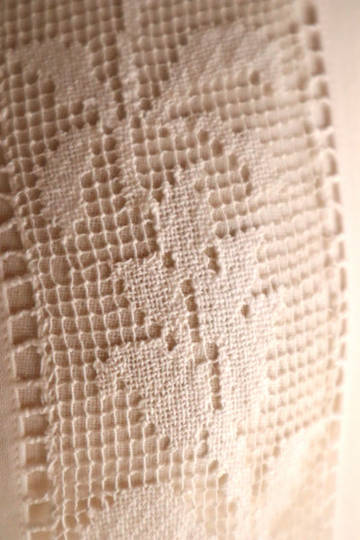 1920s Handwoven File Lace Insert Cotton Gauze Dress