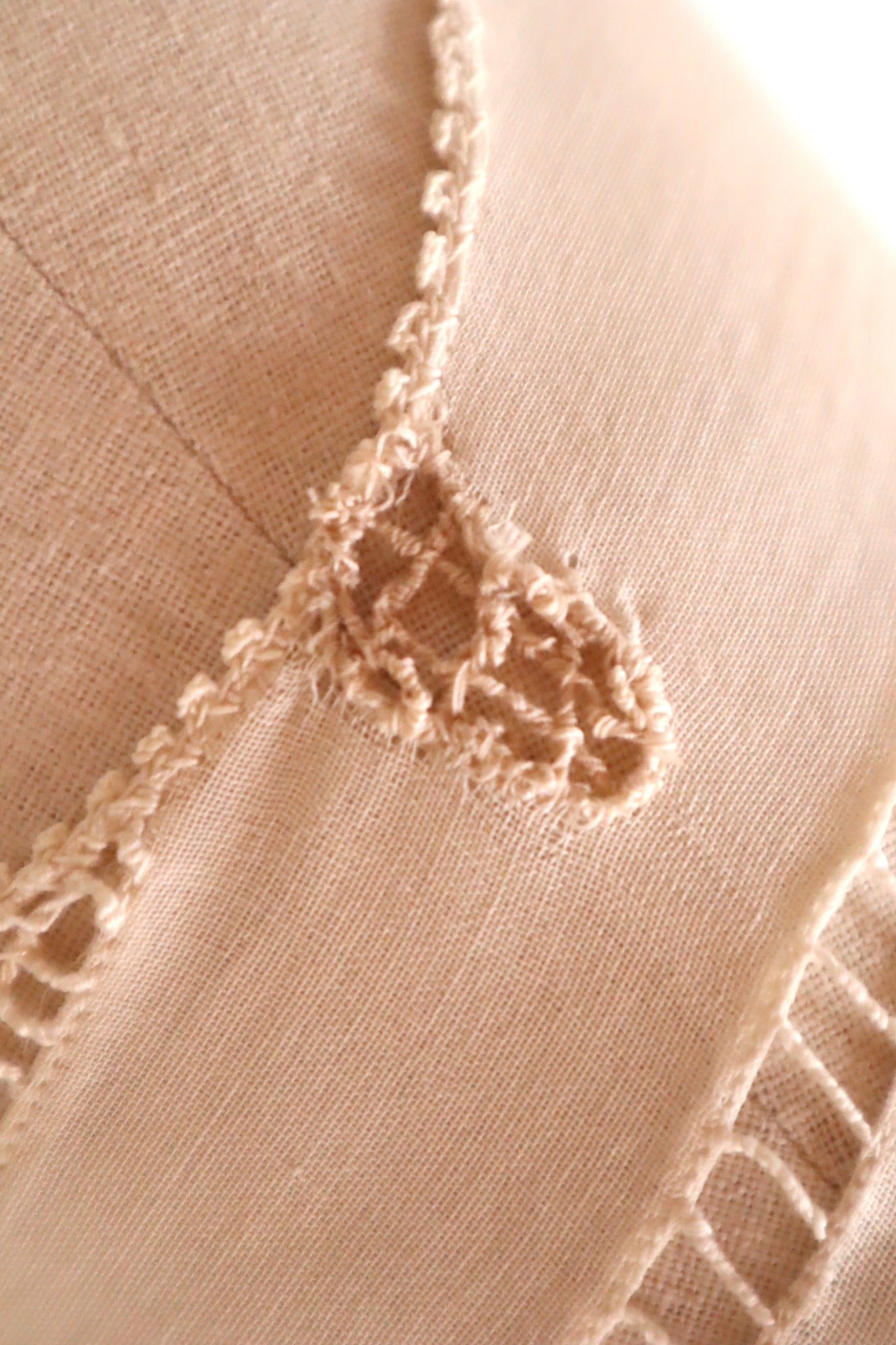 1920s Handwoven File Lace Insert Cotton Gauze Dress