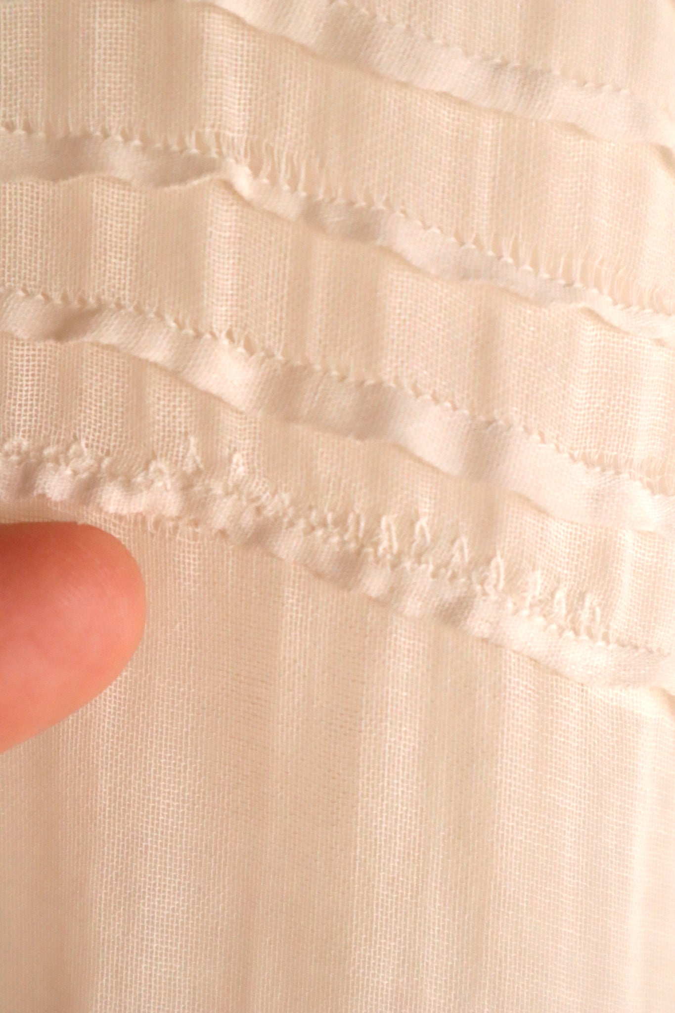 1920s Handwoven File Lace Insert Cotton Gauze Dress