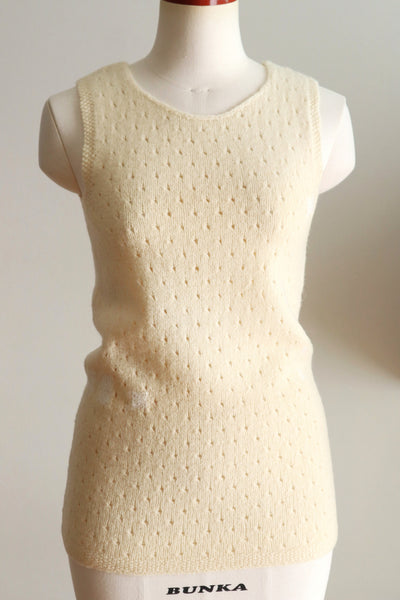 Vintage French Hand-Knit Wool Tank Top